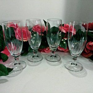 4 Vintage Crystal Etched Champagne Glasses